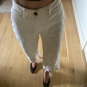 Milky cream high rise wide leg crop pants 0